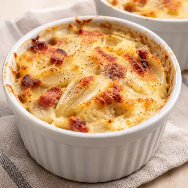 Gratin d’endives : recette crémeuse aux lardons