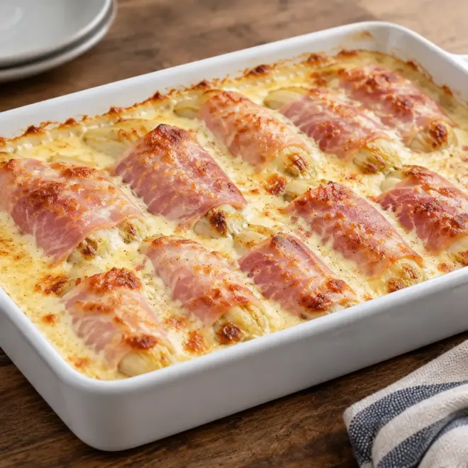 Gratin d’endives au jambon facile et fondant