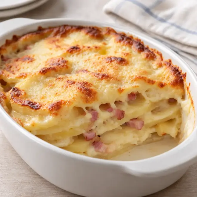 Gratin dauphinois au jambon facile et crémeux