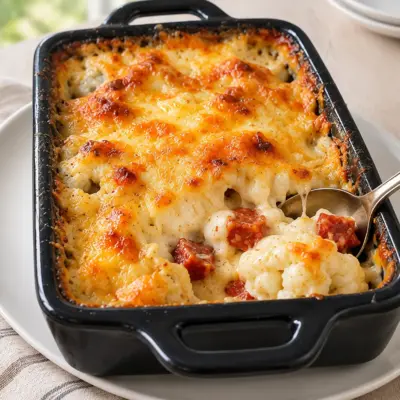 Gratin de chou-fleur au chorizo facile et crémeux