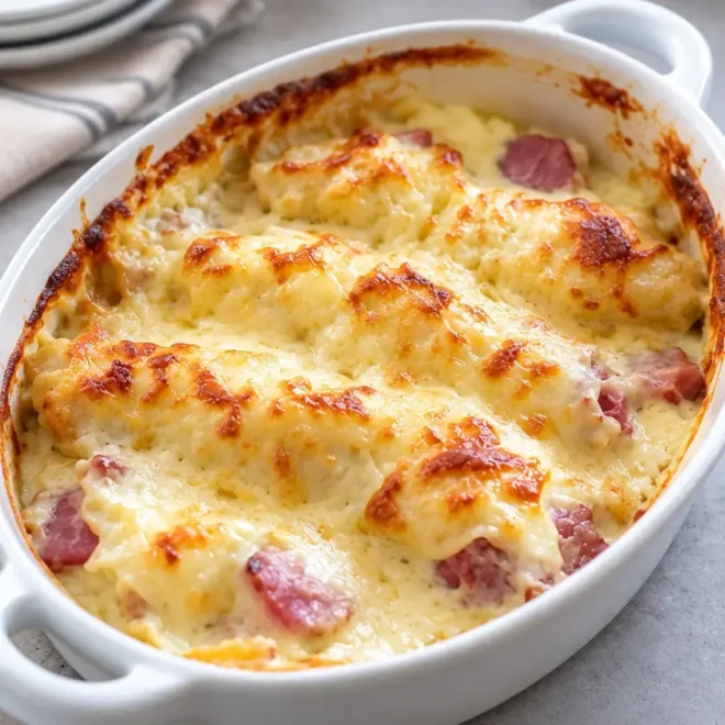 Gratin de chou-fleur au jambon facile
