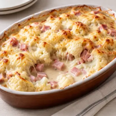 Gratin de chou-fleur au jambon et au comté