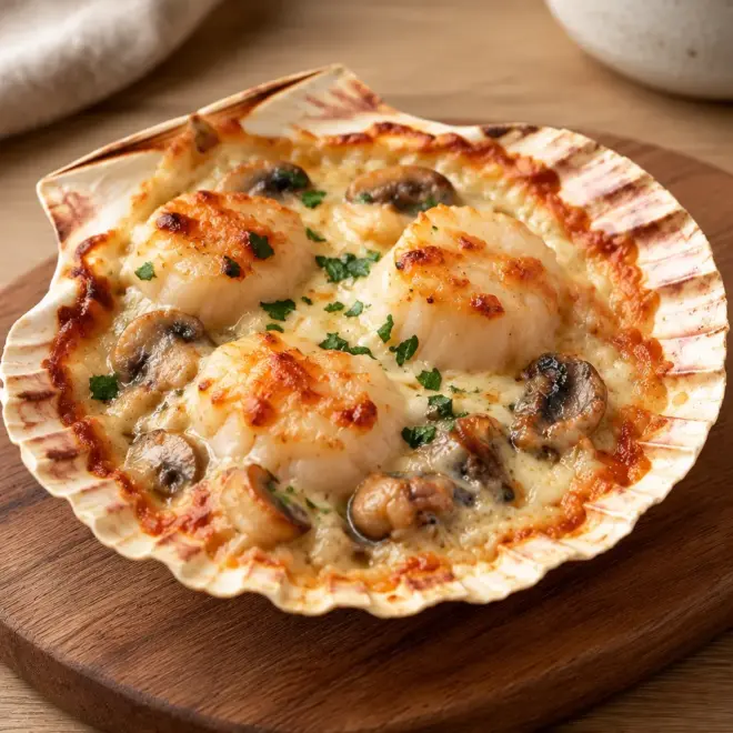 Gratin de coquilles Saint-Jacques facile et crémeux