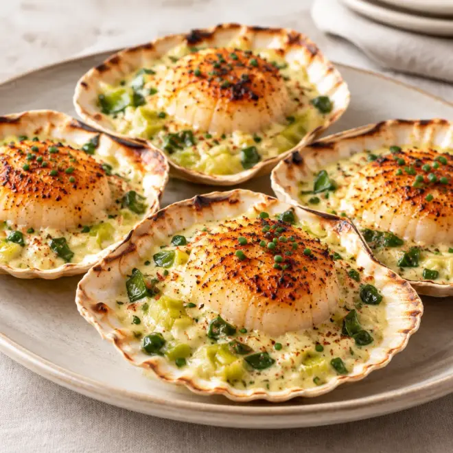 Gratin de coquilles Saint-Jacques facile