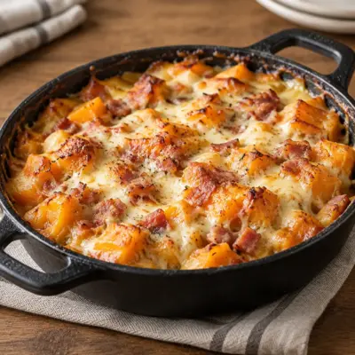 Gratin de courge facile au bacon et fromage