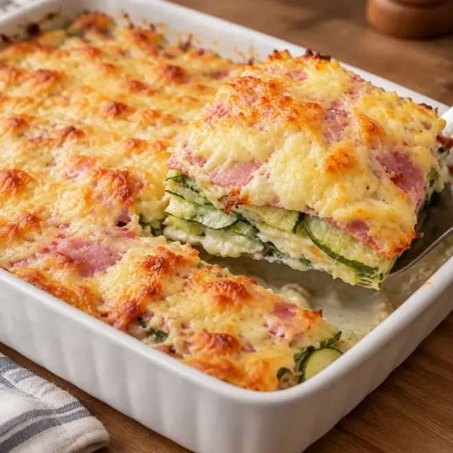 Gratin de courgettes facile au jambon et fromage