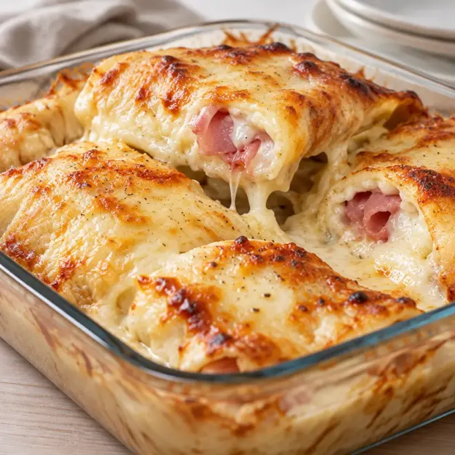 Gratin de crêpes facile au chèvre et jambon