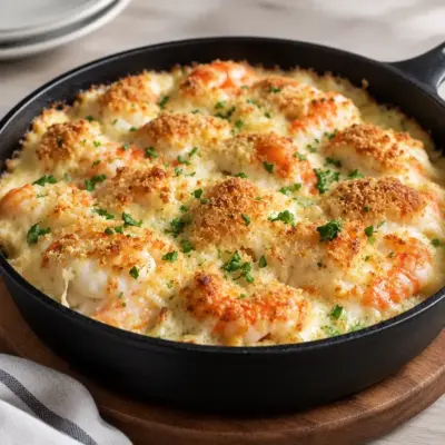 Gratin de crevettes crémeux et doré