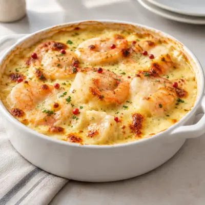 Gratin de crevettes à la crème facile