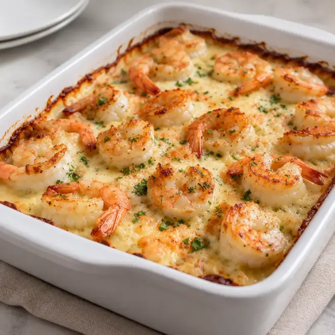 Gratin de crevettes à l’ail facile et crémeux
