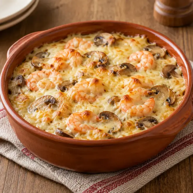 Gratin de crevettes : recette crémeuse et dorée