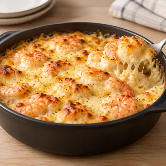 Gratin de crevettes facile, crémeux et doré