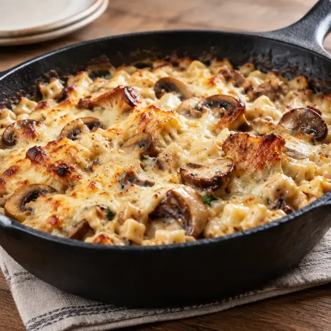 Gratin de crozets aux champignons facile et crémeux