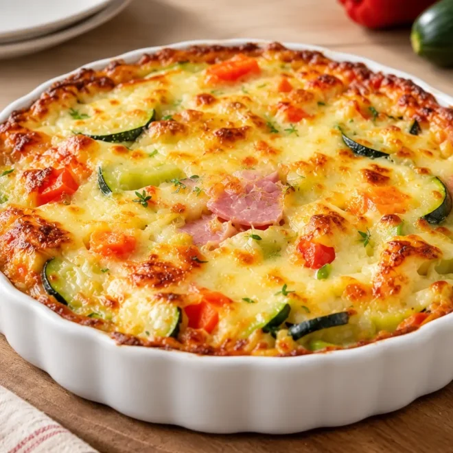 Gratin de jambon et légumes facile et crémeux