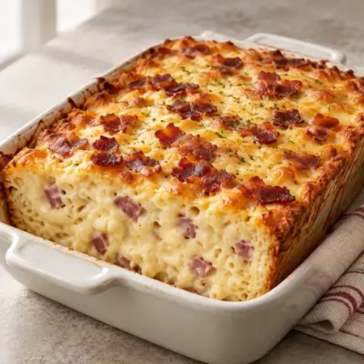 Gratin de macaronis facile au jambon et fromage