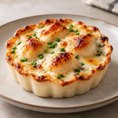 Gratin de Saint-Jacques crémeux et doré