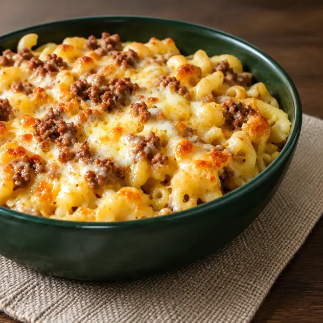 Gratin de pâtes au bœuf facile et crémeux