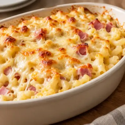Gratin de pâtes au jambon et fromage facile