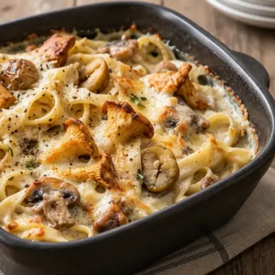 Gratin de pâtes aux champignons facile