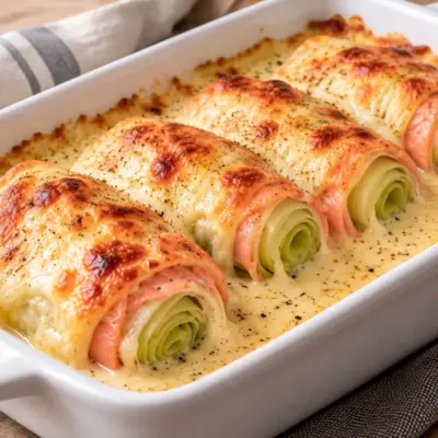 Gratin de poireaux au saumon fumé facile