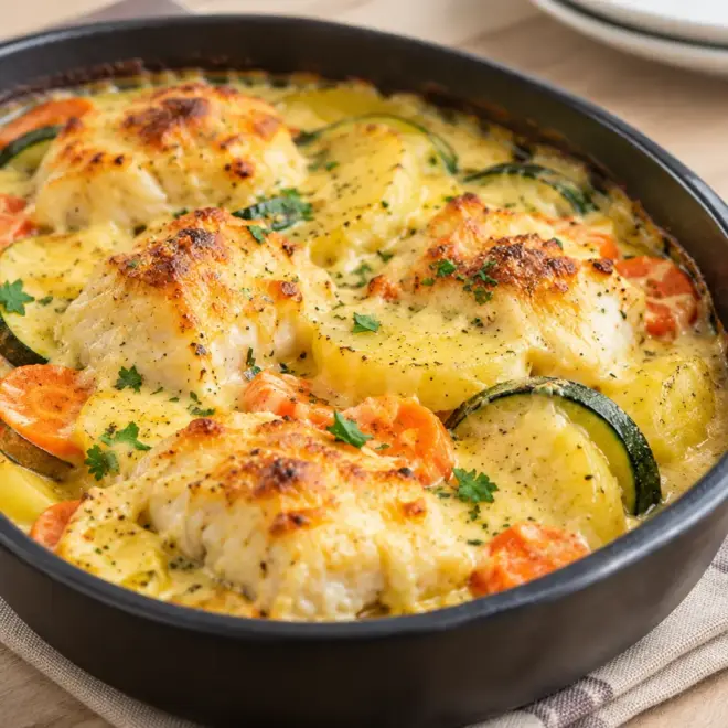 Gratin de poisson facile au curry et à la crème