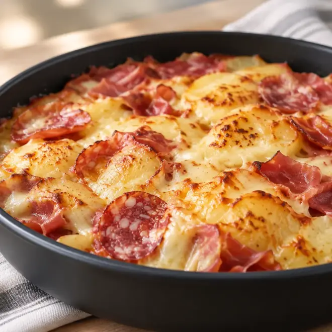 Gratin de pommes de terre à la charcuterie
