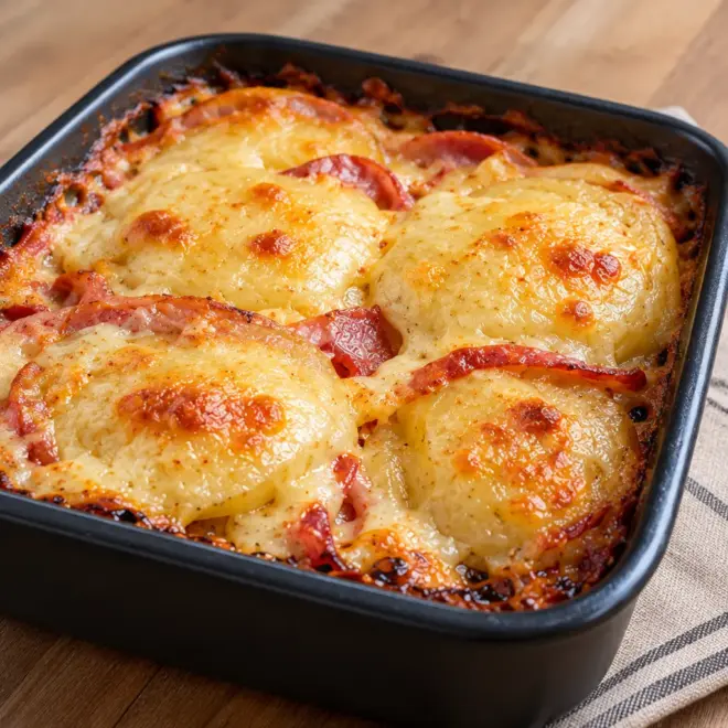 Gratin de pommes de terre à la charcuterie facile
