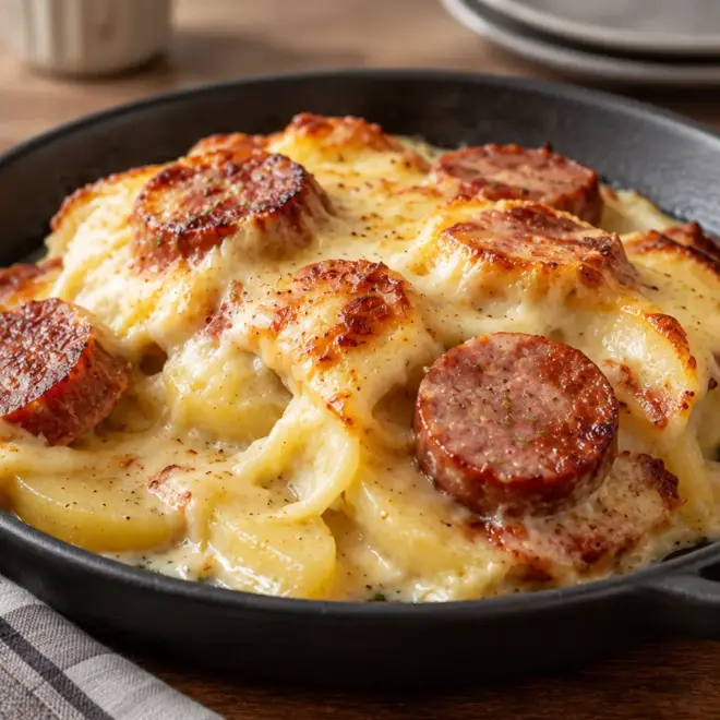 Gratin de pommes de terre à la saucisse facile