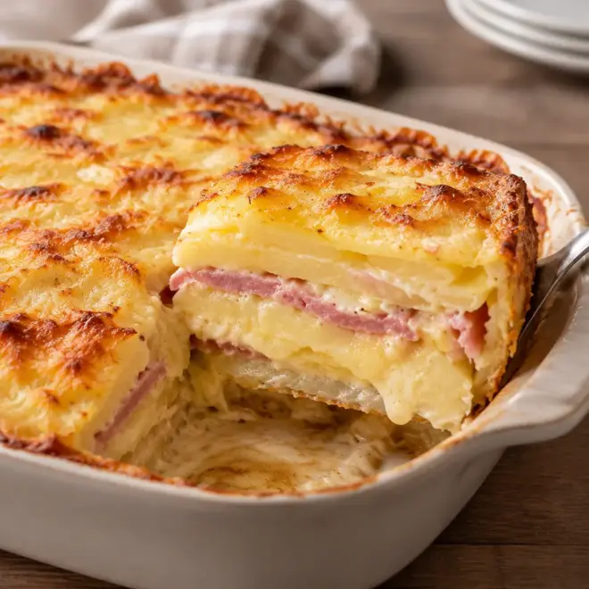 Gratin de pommes de terre au jambon facile