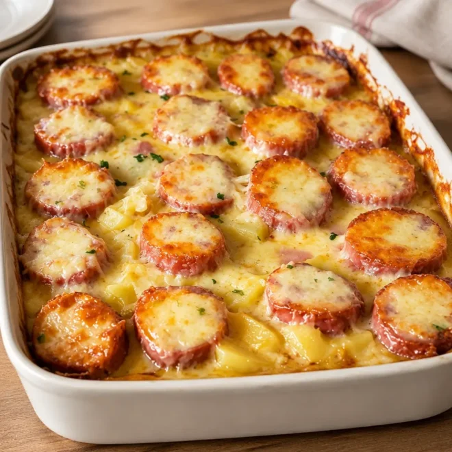 Gratin de pommes de terre au saucisson facile