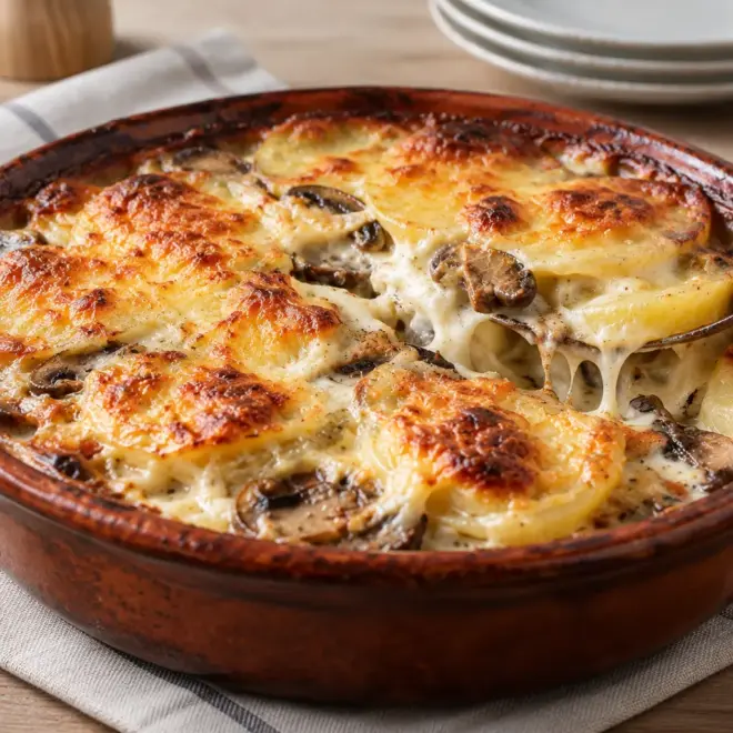 Gratin de pommes de terre aux champignons facile