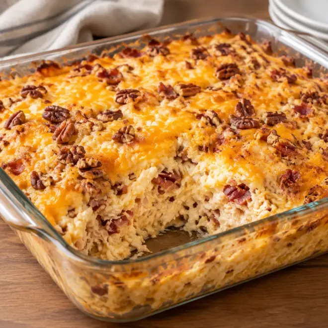 Gratin de poulet, bacon et fromage facile