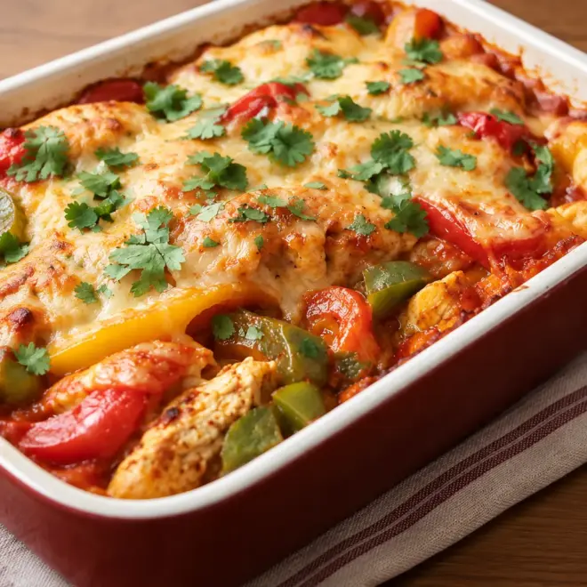 Gratin de poulet facile aux poivrons et fromage