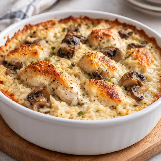 Gratin de riz au poulet facile et crémeux