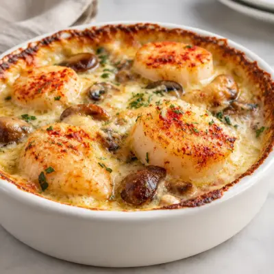 Gratin de Saint-Jacques aux champignons facile
