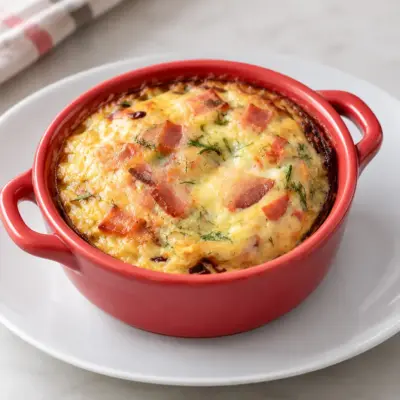 Gratin d’œuf au jambon et fromage crémeux