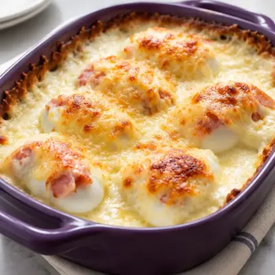 Gratin d’œufs au jambon facile et crémeux