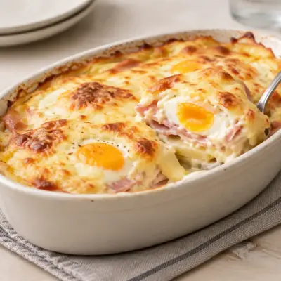 Gratin d’œufs au jambon facile et crémeux