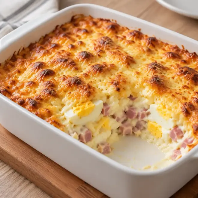 Gratin d’œufs durs au jambon facile