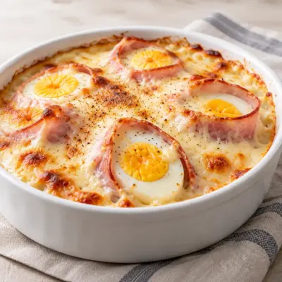 Gratin d’œufs et de jambon facile et doré