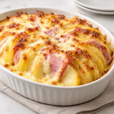 Gratin pommes de terre jambon fromage facile