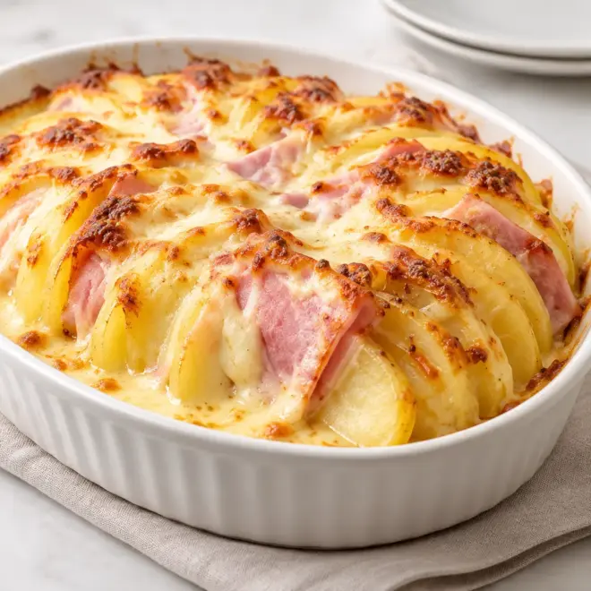 Gratin pommes de terre jambon fromage facile
