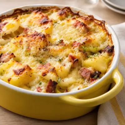 Gratin pommes de terre poireaux lardons facile