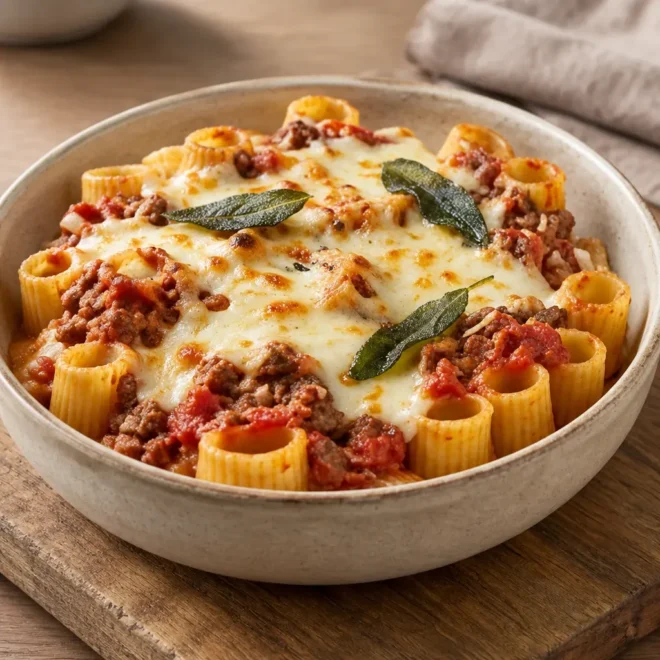 Honeycomb pasta : rigatoni gratinés au four