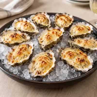 Huîtres gratinées au four, recette crémeuse