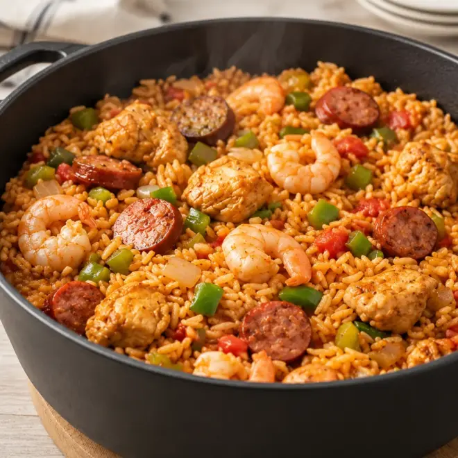 Recette jambalaya au poulet et aux crevettes