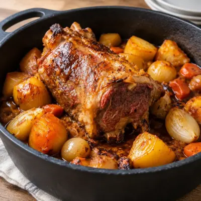 Jarret d’agneau braisé, recette fondante en cocotte
