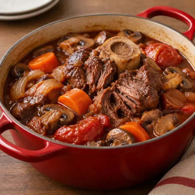 Jarret de bœuf fondant, recette en cocotte
