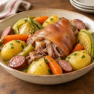 Jarret de porc recette fondante aux légumes