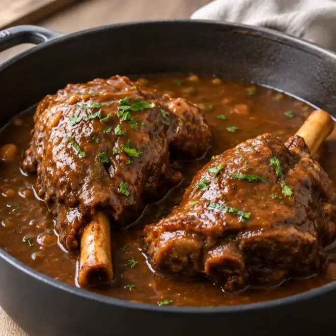 Jarrets d’agneau braisés, recette fondante en cocotte